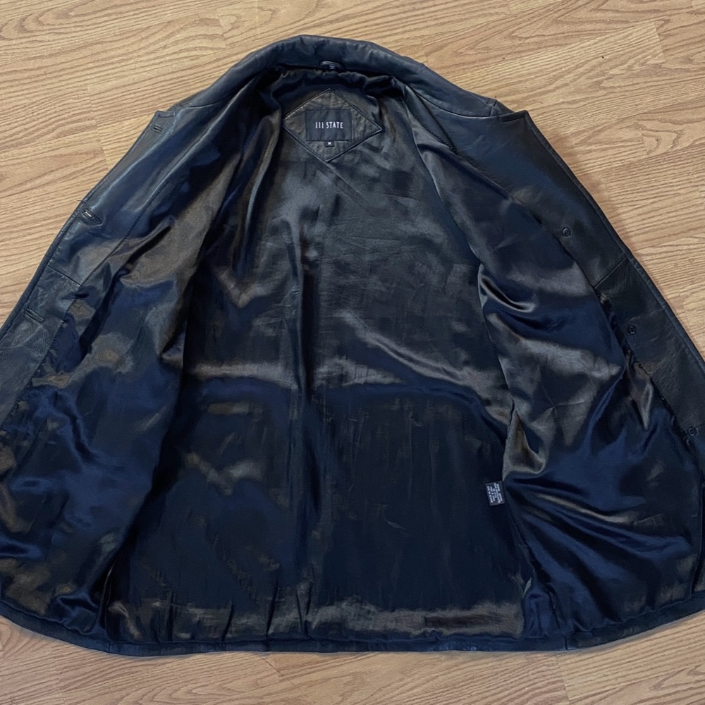 111 State Men's Black Leather Coat - Picture 3 of 10